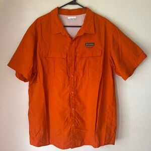 Columbia Men's XXL Outdoor Fishing Sport Button Up Vented Shirt Orange